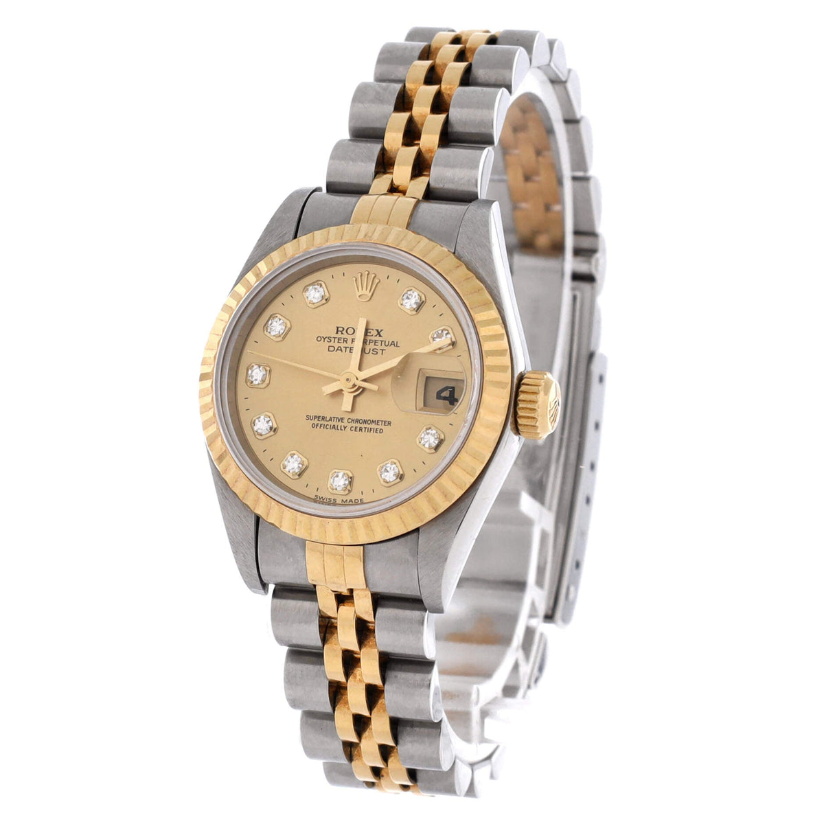 Oyster Perpetual Datejust Automatic Watch Stainless Steel and Yellow Gold with Diamond Markers 26