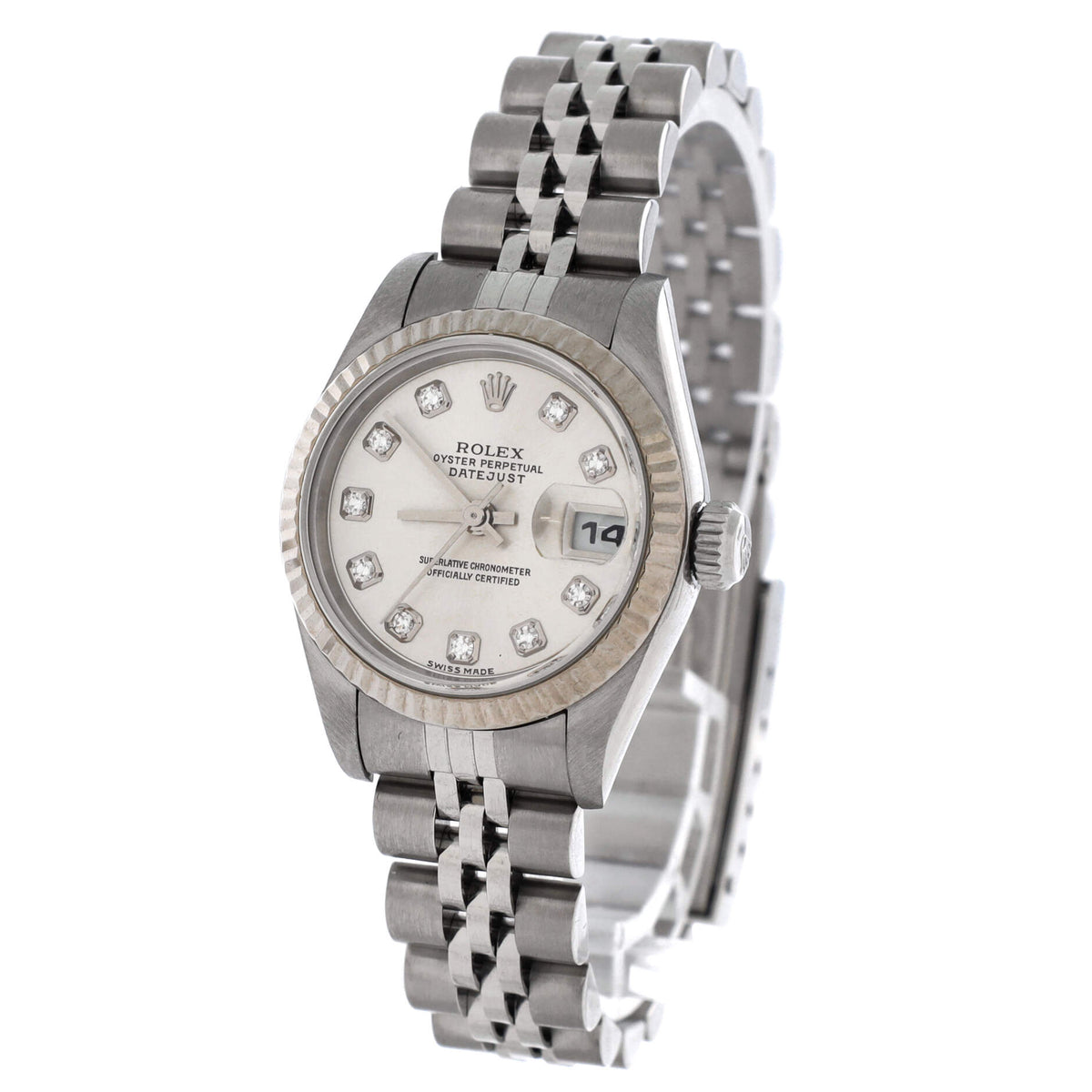Oyster Perpetual Datejust Automatic Watch Stainless Steel and White Gold with Diamond Markers 26