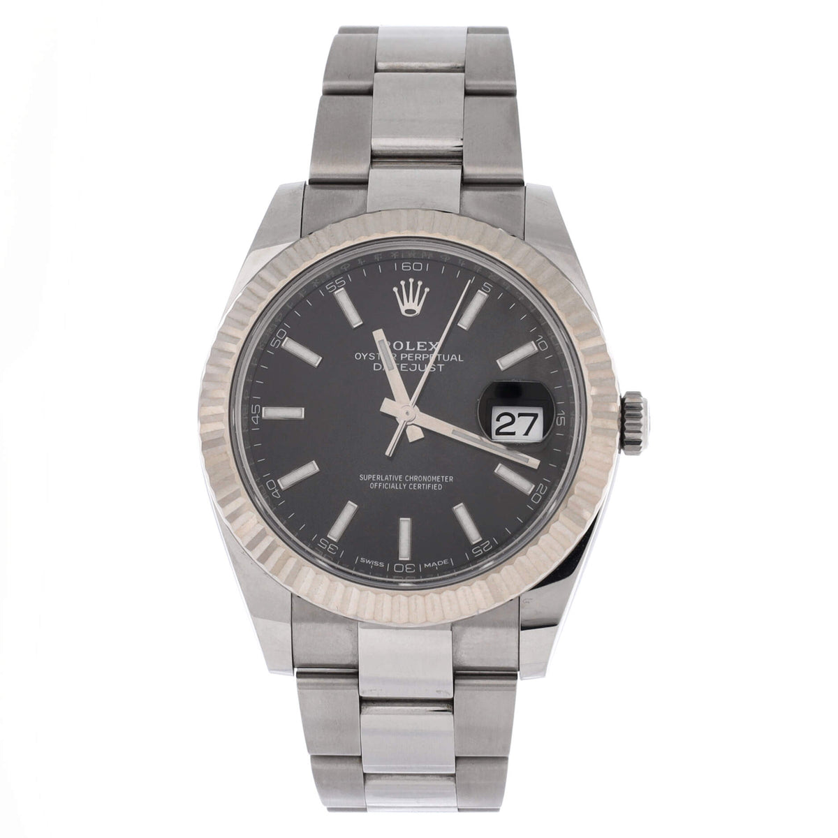 Oyster Perpetual Datejust Automatic Watch Stainless Steel and White Gold 41