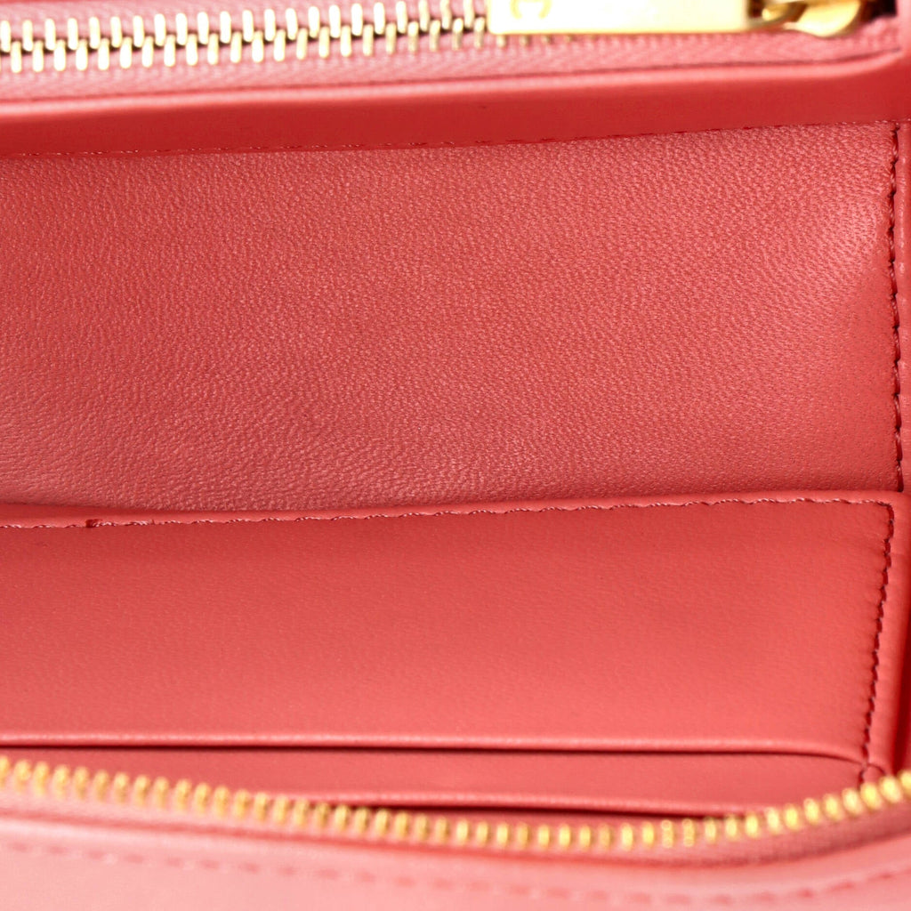 CC Chain Handle Zip Around Vanity Case with Chain Quilted Lambskin Small