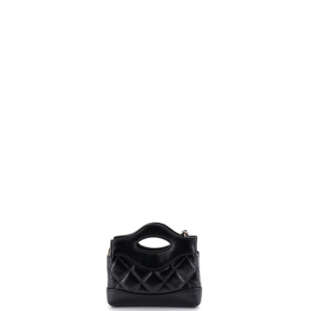 31 Shopping Bag Clutch with Chain Quilted Shiny Crumpled Calfskin Nano