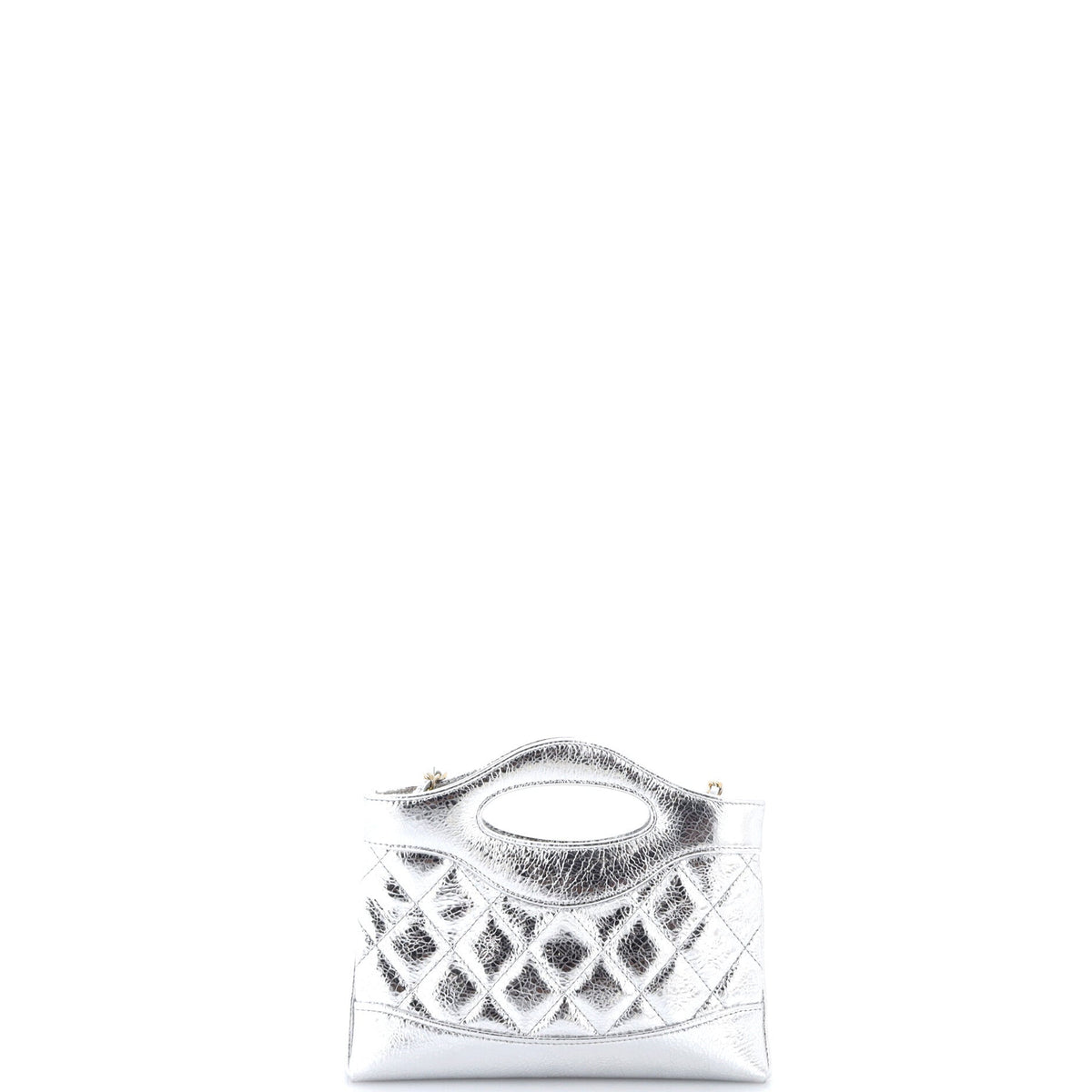 31 Shopping Bag Clutch with Chain Quilted Shiny Crumpled Calfskin Small