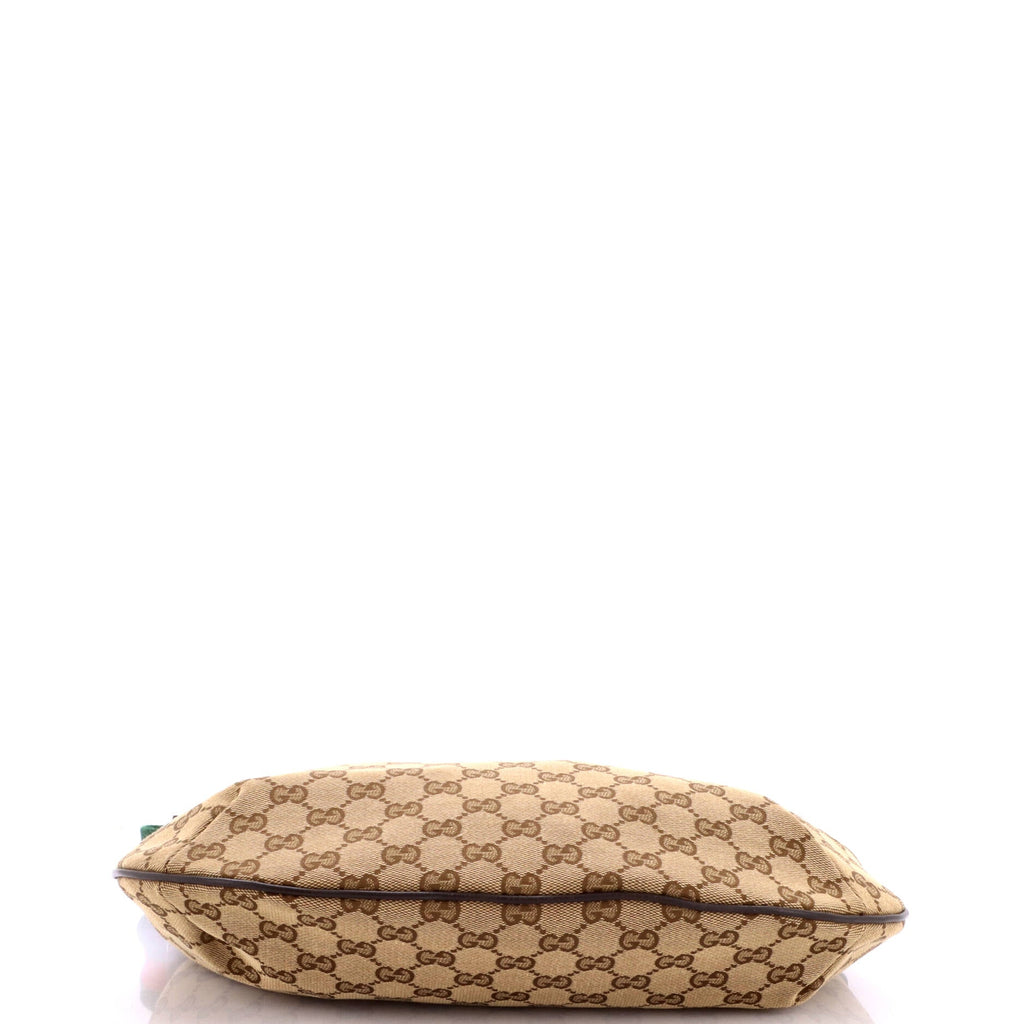 Saddle Zip Messenger Bag GG Canvas with Leather Medium