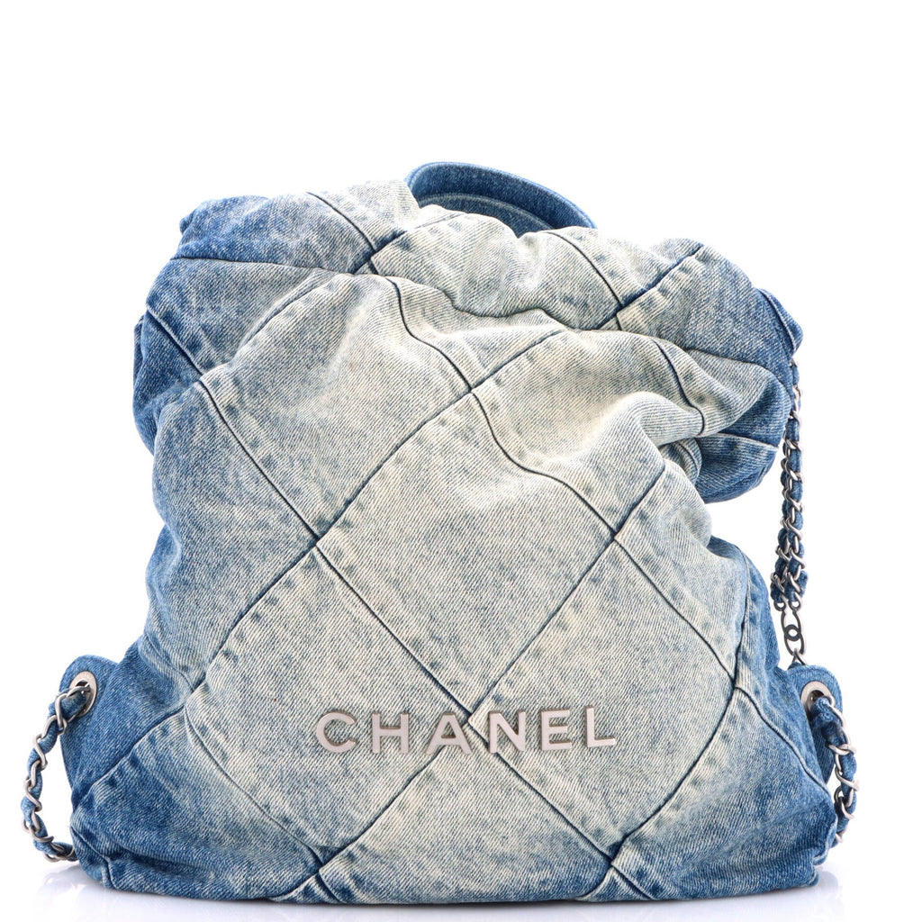 22 Chain Backpack Quilted Denim Medium