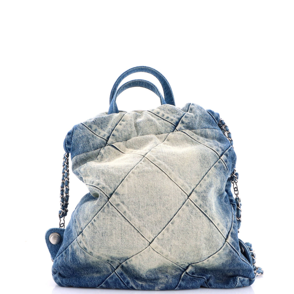 22 Chain Backpack Quilted Denim Medium