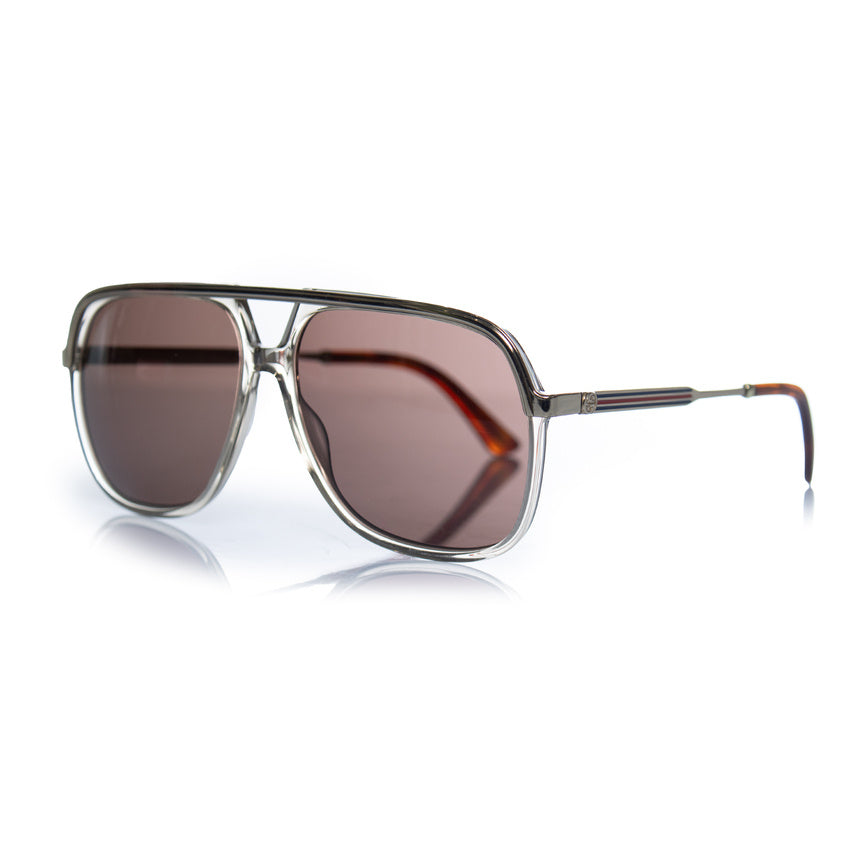 Gucci, transparent and gold aviator
