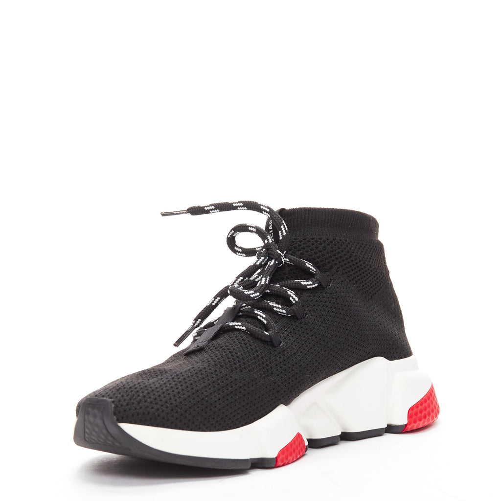 Men's Balenciaga Speed white red logo laced sock sneakers