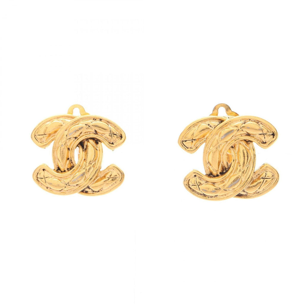 CC Logo Clip-On Earrings Metal Gold-Tone Metal